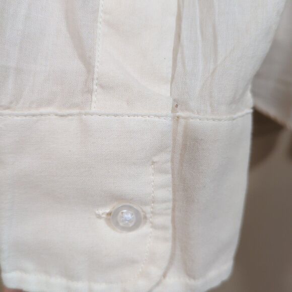 Frank & Eileen Womens XS Eileen Relaxed Button Shirt Cotton Peach Ivory Cream - Picture 7 of 12